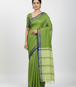 Green bengali khadi cotyton saree stylish for women
