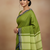 Green bengali khadi cotyton saree stylish for women