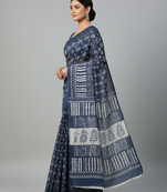 Blue bengali khadi cotyton saree stylish for women