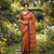 Orange bengali khadi cotyton saree stylish for women