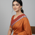 Orange bengali khadi cotyton saree stylish for women