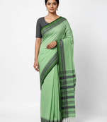 Green bengali khadi cotyton saree stylish for women