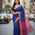 Blue bengali khadi cotyton saree stylish for women