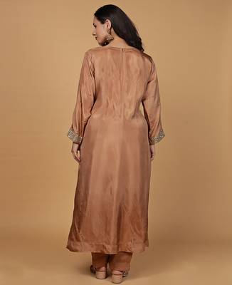 rust opara silk sequins cutdana work kurta set 4
