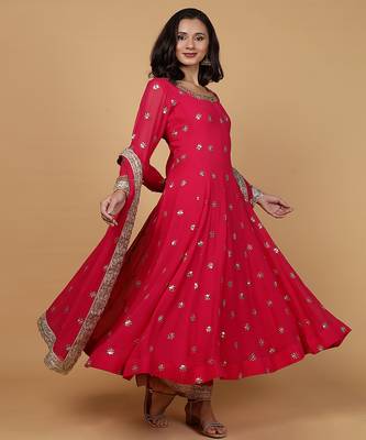 rani pink georgette anarkali set 1