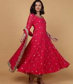 Rani pink georgette anarkali set
