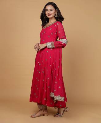 rani pink georgette anarkali set 2