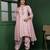 Light pink cutdana and pearl katan silk kurta set