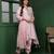 Light pink cutdana and pearl katan silk kurta set