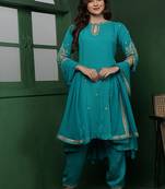 Teal organza kurta set
