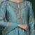 Dull teal cutdana and pearl katan silk kurta set