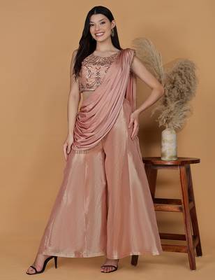 light peach tissue cutdana nalki work drape sharara set 1