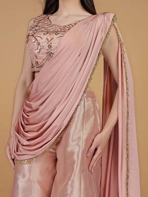 light peach tissue cutdana nalki work drape sharara set 3