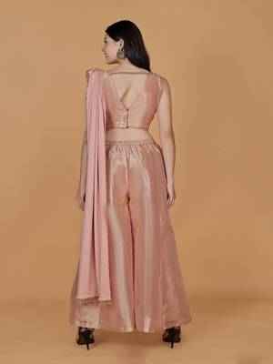light peach tissue cutdana nalki work drape sharara set 4