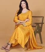 Mustard  opara silk pearl cutdana work three piece set