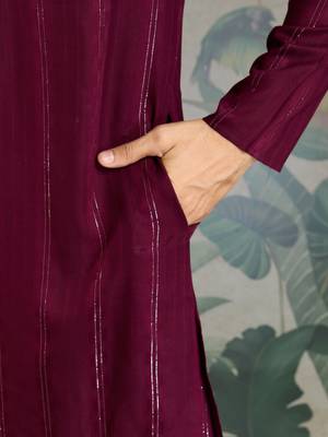 PURPLE PURE VISCOSE REAL MIRROR WITH JARI WEAVING WORK WEDDING FESTIVAL PARTY WEAR STRAIGHT KURTA WITH DUPATTA 7