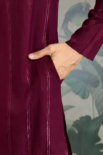 PURPLE PURE VISCOSE REAL MIRROR WITH JARI WEAVING WORK WEDDING FESTIVAL PARTY WEAR STRAIGHT KURTA WITH DUPATTA