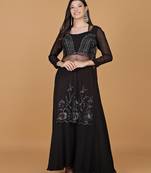 Dark brown georgette sharara set