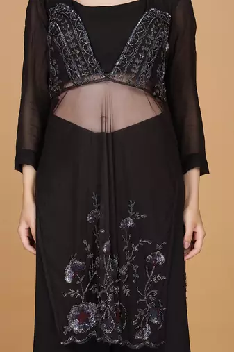 dark brown georgette sharara set