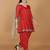 Red georgette kurta salwar set with brocade kundan and pearl work