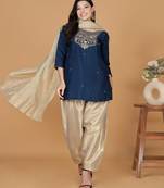 blue tissue kurta salwar set