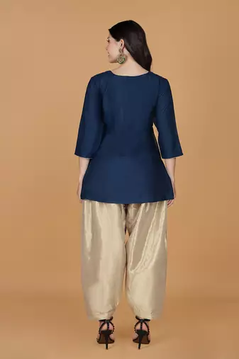 blue tissue kurta salwar set