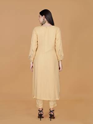 beige georgette embroidered kurta set 4