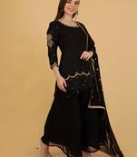 Black organza with cutdana and bead work sharara set