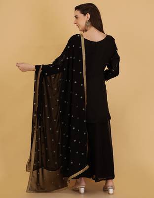 black organza with cutdana and bead work sharara set 4