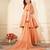Dark peach katan silk and georgette peplum sharara set