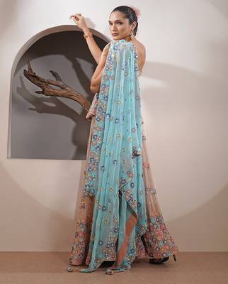 light fawn silk georgette sharara set 4
