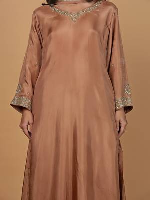 rust opara silk sequins cutdana work kurta set 5