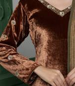 Brown velvet kurta set