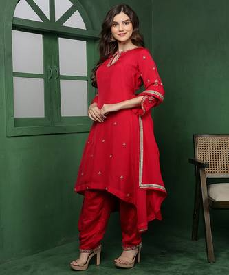 rani pink organza kurta set 5