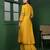 Mustard cutdana and pearl katan silk kurta set