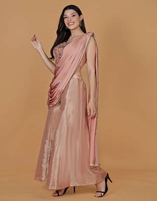light peach tissue cutdana nalki work drape sharara set 5