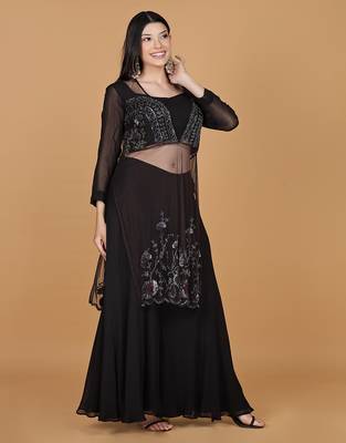 dark brown georgette sharara set 5
