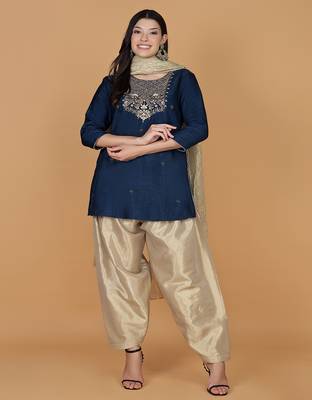 blue tissue kurta salwar set 5