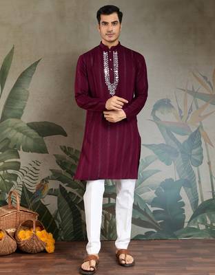PURPLE PURE VISCOSE REAL MIRROR WITH JARI WEAVING WORK WEDDING FESTIVAL PARTY WEAR STRAIGHT KURTA WITH DUPATTA 8