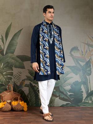NAVY BLUE GREEN PURE VISCOSE REAL MIRROR WITH JARI WEAVING WORK WEDDING FESTIVAL PARTY WEAR STRAIGHT KURTA WITH DUPATTA 11
