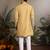 Yellow viscose silk thread & sequins embroidered work wedding festival marriage party wear straight mens kurta