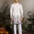White viscose silk thread & sequins embroidered work wedding festival marriage party wear straight mens kurta