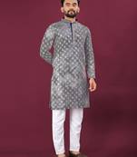 Navy chikankari work viscose rayon straight kurta
