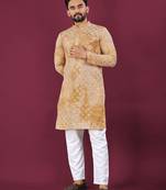 Yellow chikankari work viscose rayon straight kurta