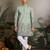 Pista green viscose silk thread & sequins embroidered work wedding festival marriage party wear straight mens kurta