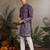 Purple viscose silk thread & sequins embroidered work wedding festival marriage party wear straight mens kurta