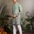 Pista green viscose silk thread & sequins embroidered work wedding festival marriage party wear straight mens kurta