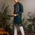 Green viscose silk real mirror with thread & sequins embroidered work wedding festival party wear straight mens kurta