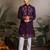 Purple viscose silk real mirror with thread & sequins embroidered work festival marriage party wear straight mens kurta
