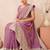 lavender zari embroidered siroski stone work two tone silk blend saree sari